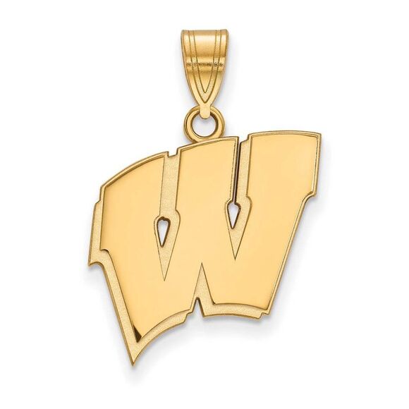 14k Yellow Gold U. of Wisconsin Large Initial W Pendant